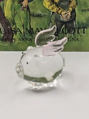 Penelope the Pig Pier 1 Mini Glass Pig Pink Wings When Pigs Fly Art Glass Mini